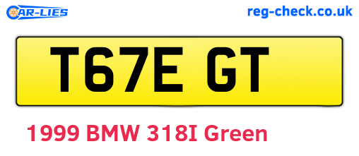 T67EGT are the vehicle registration plates.