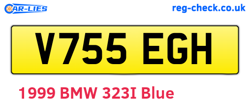 V755EGH are the vehicle registration plates.