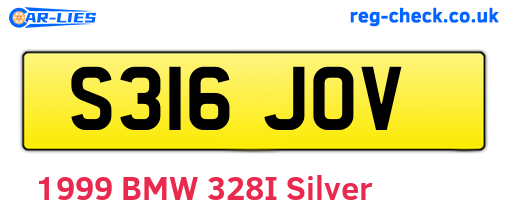 S316JOV are the vehicle registration plates.