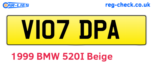 V107DPA are the vehicle registration plates.