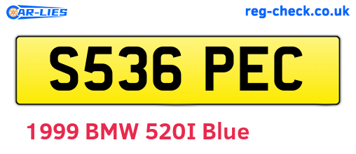 S536PEC are the vehicle registration plates.