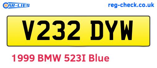 V232DYW are the vehicle registration plates.