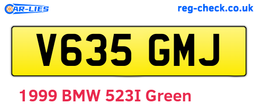 V635GMJ are the vehicle registration plates.
