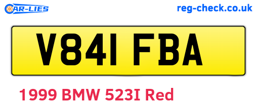 V841FBA are the vehicle registration plates.