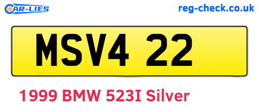 MSV422 are the vehicle registration plates.