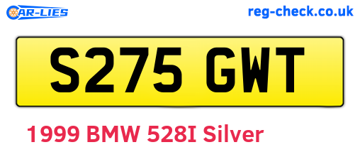 S275GWT are the vehicle registration plates.