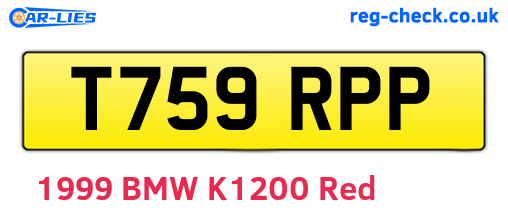 T759RPP are the vehicle registration plates.