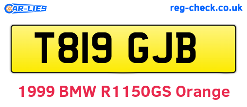 T819GJB are the vehicle registration plates.