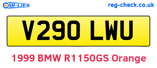 V290LWU are the vehicle registration plates.