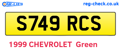 S749RCS are the vehicle registration plates.