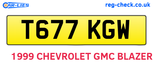 T677KGW are the vehicle registration plates.
