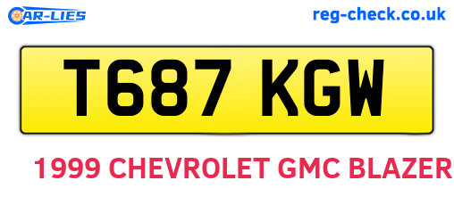 T687KGW are the vehicle registration plates.