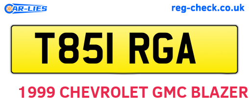 T851RGA are the vehicle registration plates.