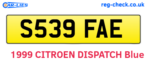 S539FAE are the vehicle registration plates.