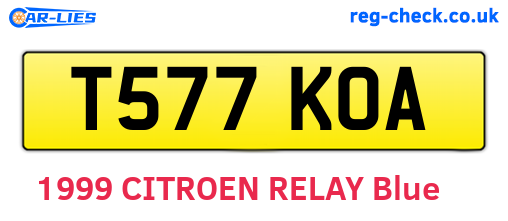 T577KOA are the vehicle registration plates.