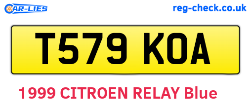 T579KOA are the vehicle registration plates.