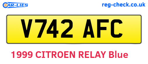 V742AFC are the vehicle registration plates.