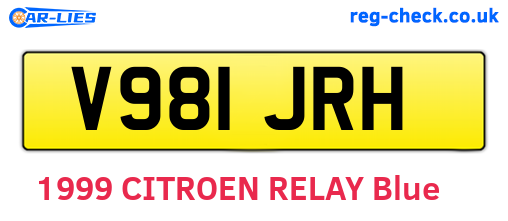 V981JRH are the vehicle registration plates.