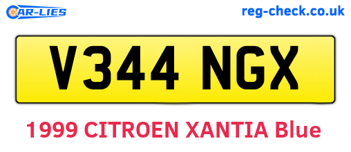 V344NGX are the vehicle registration plates.