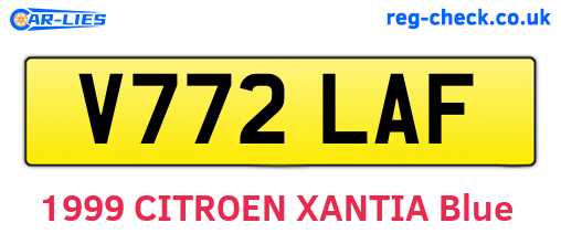 V772LAF are the vehicle registration plates.