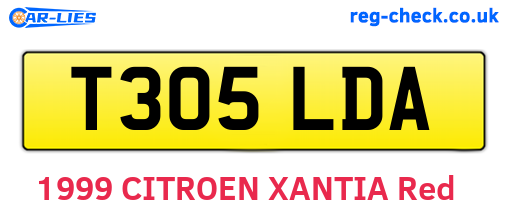 T305LDA are the vehicle registration plates.