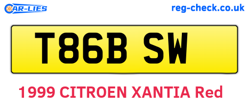 T86BSW are the vehicle registration plates.