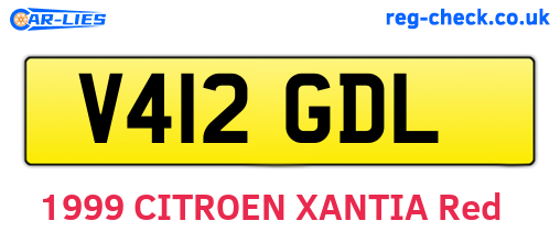 V412GDL are the vehicle registration plates.