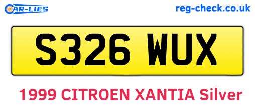 S326WUX are the vehicle registration plates.