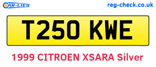 T250KWE are the vehicle registration plates.