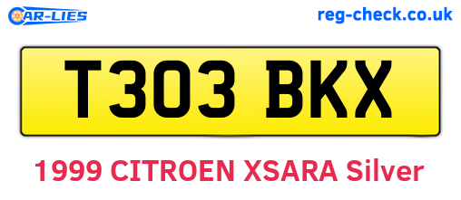 T303BKX are the vehicle registration plates.