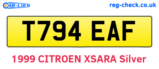 T794EAF are the vehicle registration plates.