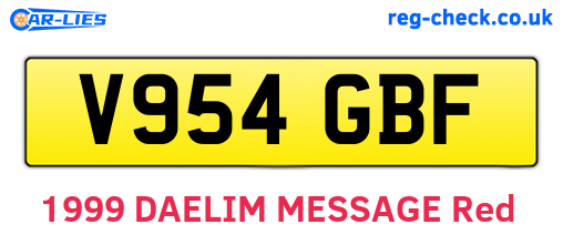 V954GBF are the vehicle registration plates.