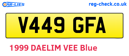 V449GFA are the vehicle registration plates.