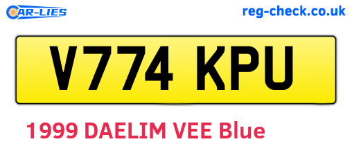 V774KPU are the vehicle registration plates.