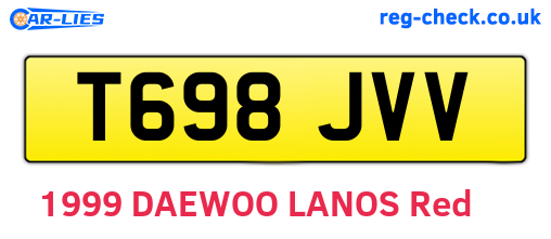 T698JVV are the vehicle registration plates.