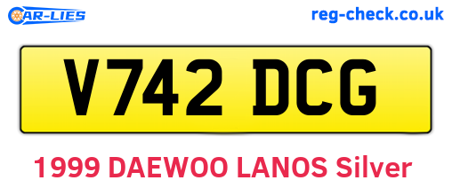 V742DCG are the vehicle registration plates.