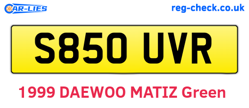 S850UVR are the vehicle registration plates.