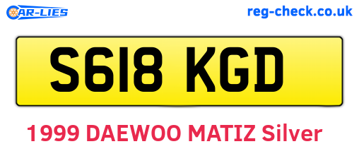 S618KGD are the vehicle registration plates.