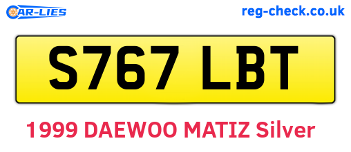 S767LBT are the vehicle registration plates.