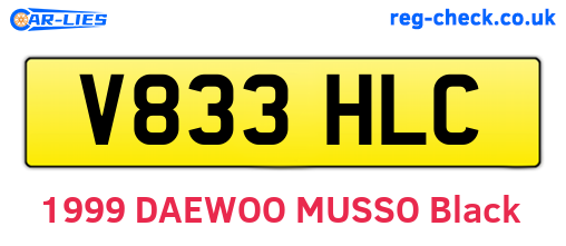 V833HLC are the vehicle registration plates.