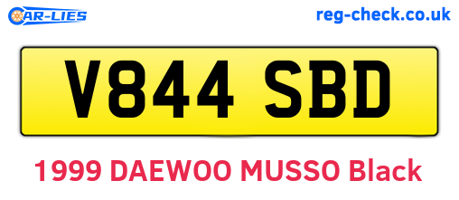 V844SBD are the vehicle registration plates.