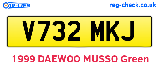 V732MKJ are the vehicle registration plates.