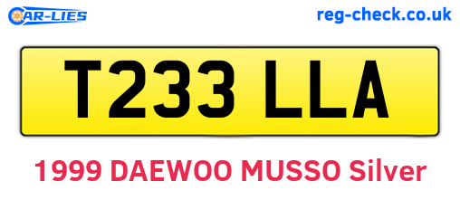 T233LLA are the vehicle registration plates.