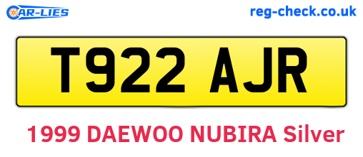T922AJR are the vehicle registration plates.