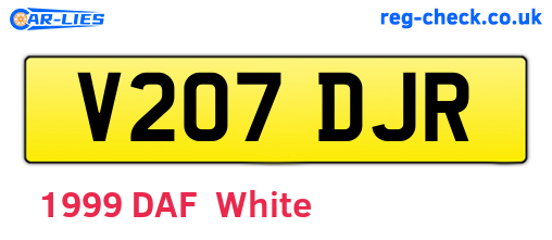 V207DJR are the vehicle registration plates.