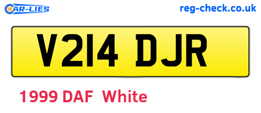 V214DJR are the vehicle registration plates.