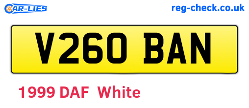 V260BAN are the vehicle registration plates.