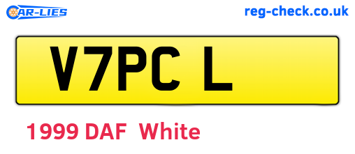 V7PCL are the vehicle registration plates.