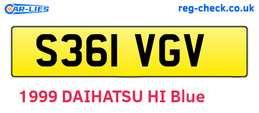 S361VGV are the vehicle registration plates.