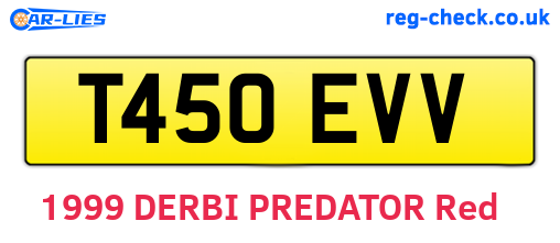 T450EVV are the vehicle registration plates.